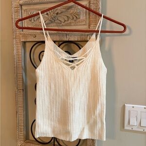 American Eagle Outfitters Cream Ribbed Camisole
